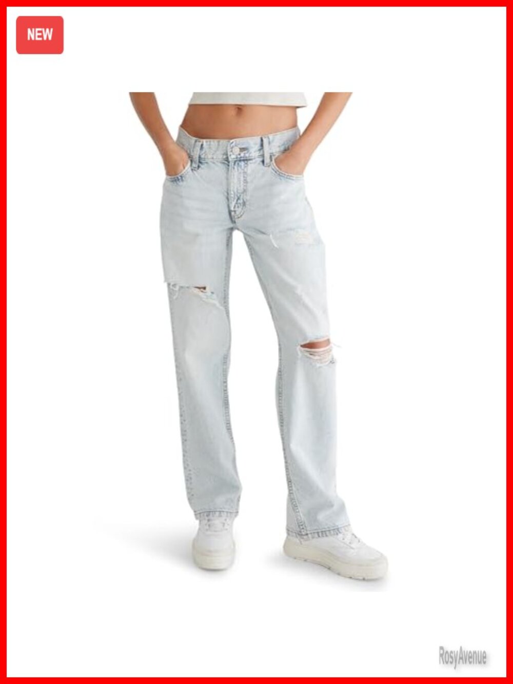 Low Rise Elastic Waist Baggy Jeans Rigid Recycled Cotton Relaxed Fit